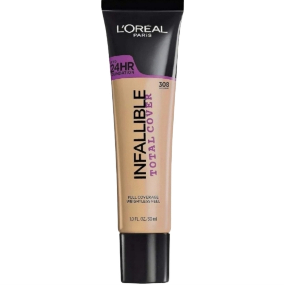 L'Oreal Paris Infallible Total Cover Foundation, 308 Sun Beige, 1 fl; oz